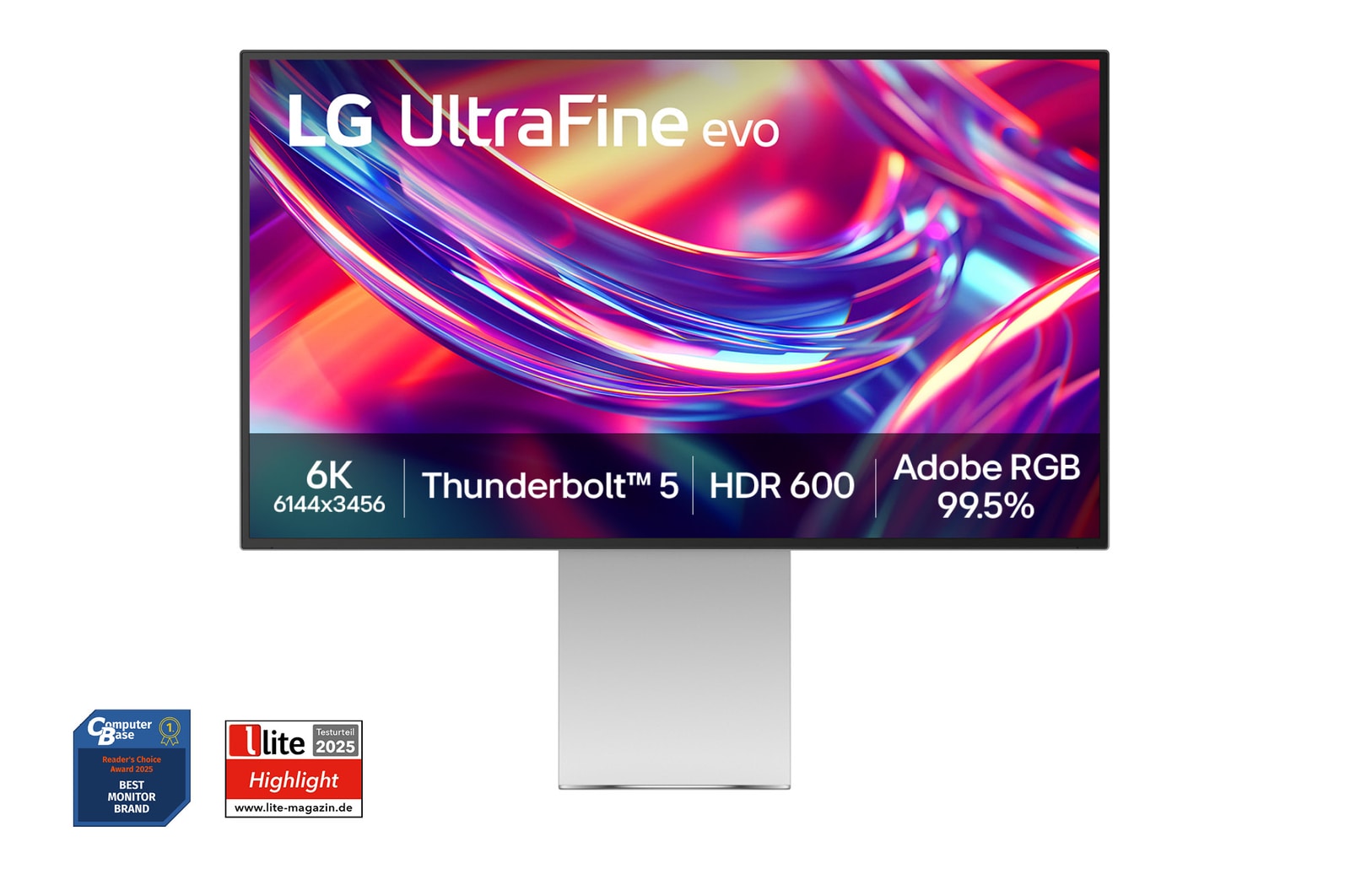 Vorderseite von LG UltraFine™evo 32 Zoll 6K Nano IPS Black mit Thunderbolt™ 5 32U990A-S